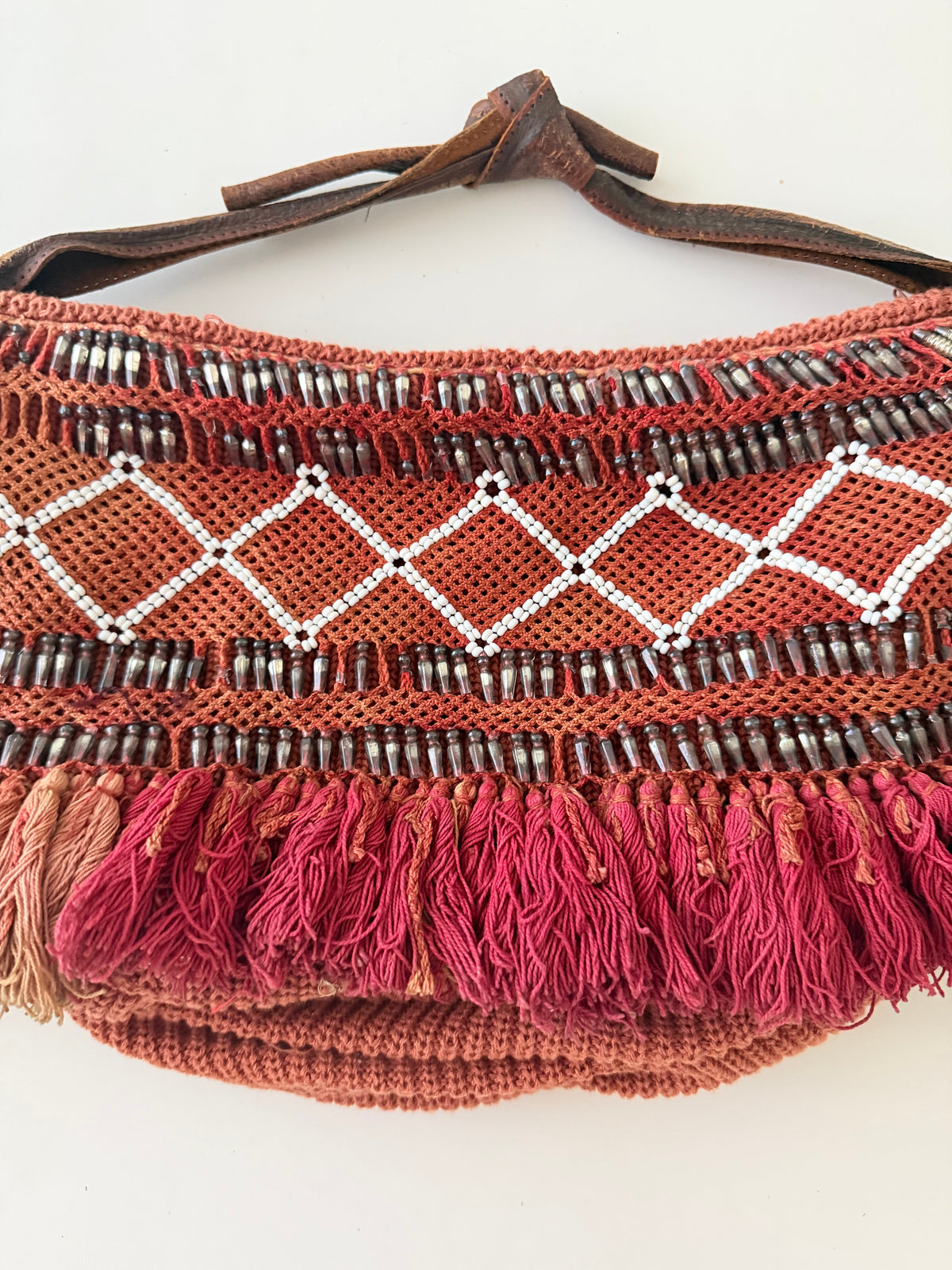 Vintage by Jeannette Wool Beaded Ombré Fringe Bag