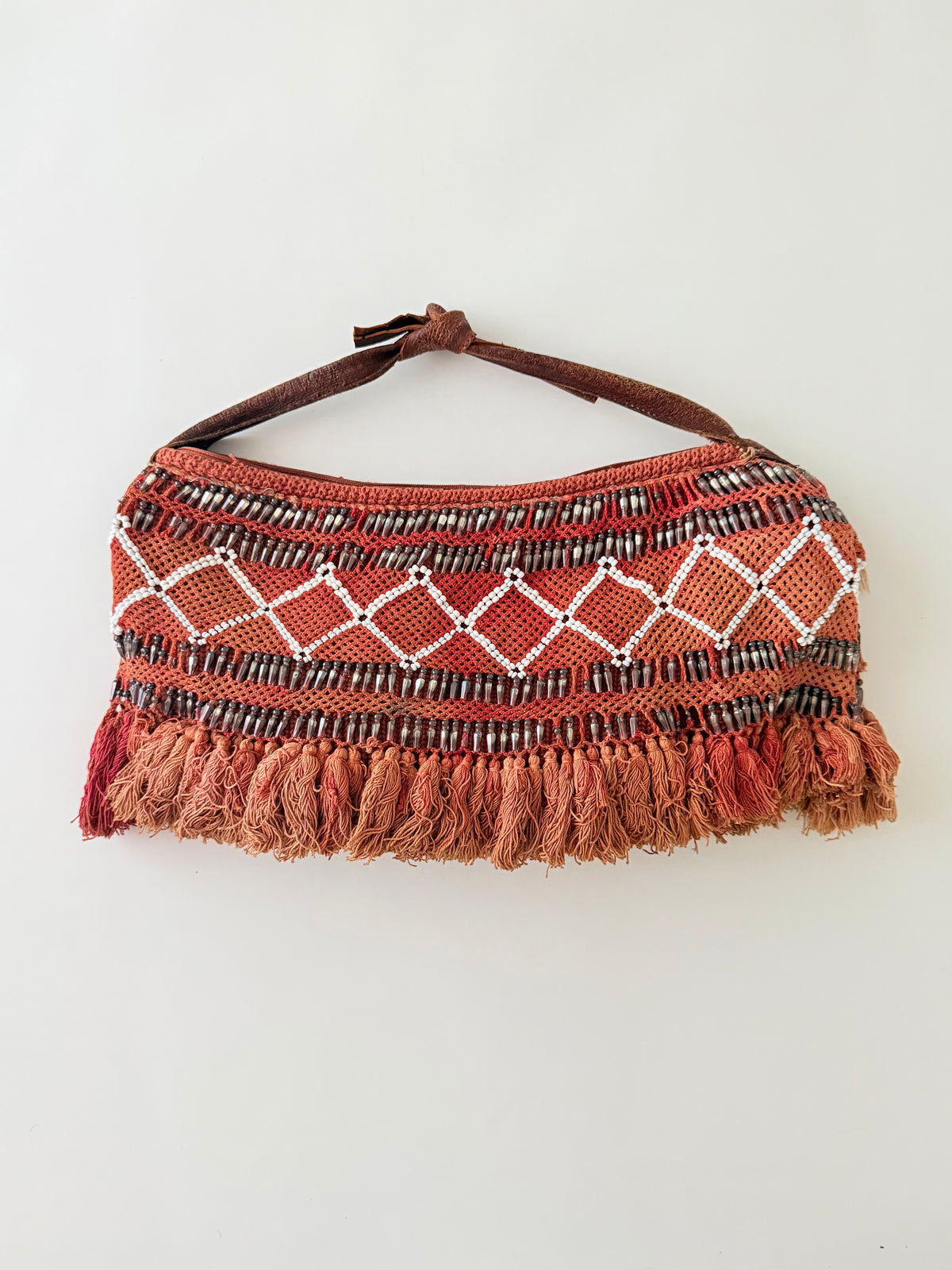 Vintage by Jeannette Wool Beaded Ombré Fringe Bag