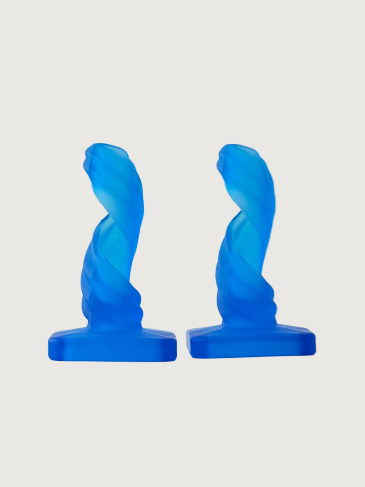Blue Spiral Candleholders & Green Lucite Candles