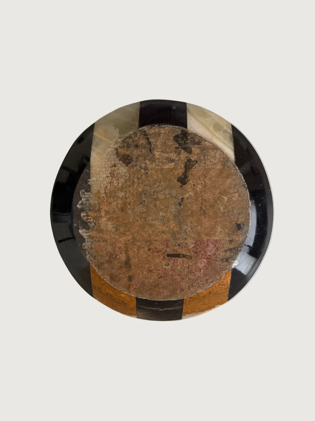 Back of Art Deco Black and White Stripe Marble with Gold Accents