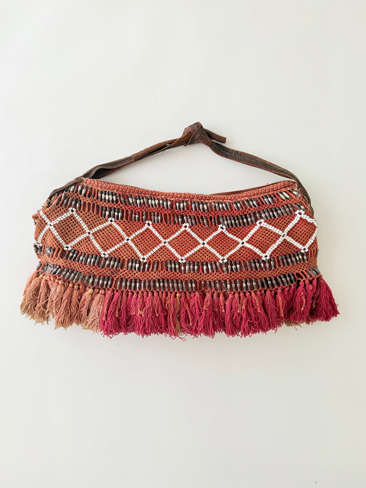 Vintage by Jeannette Wool Beaded Ombré Fringe Bag