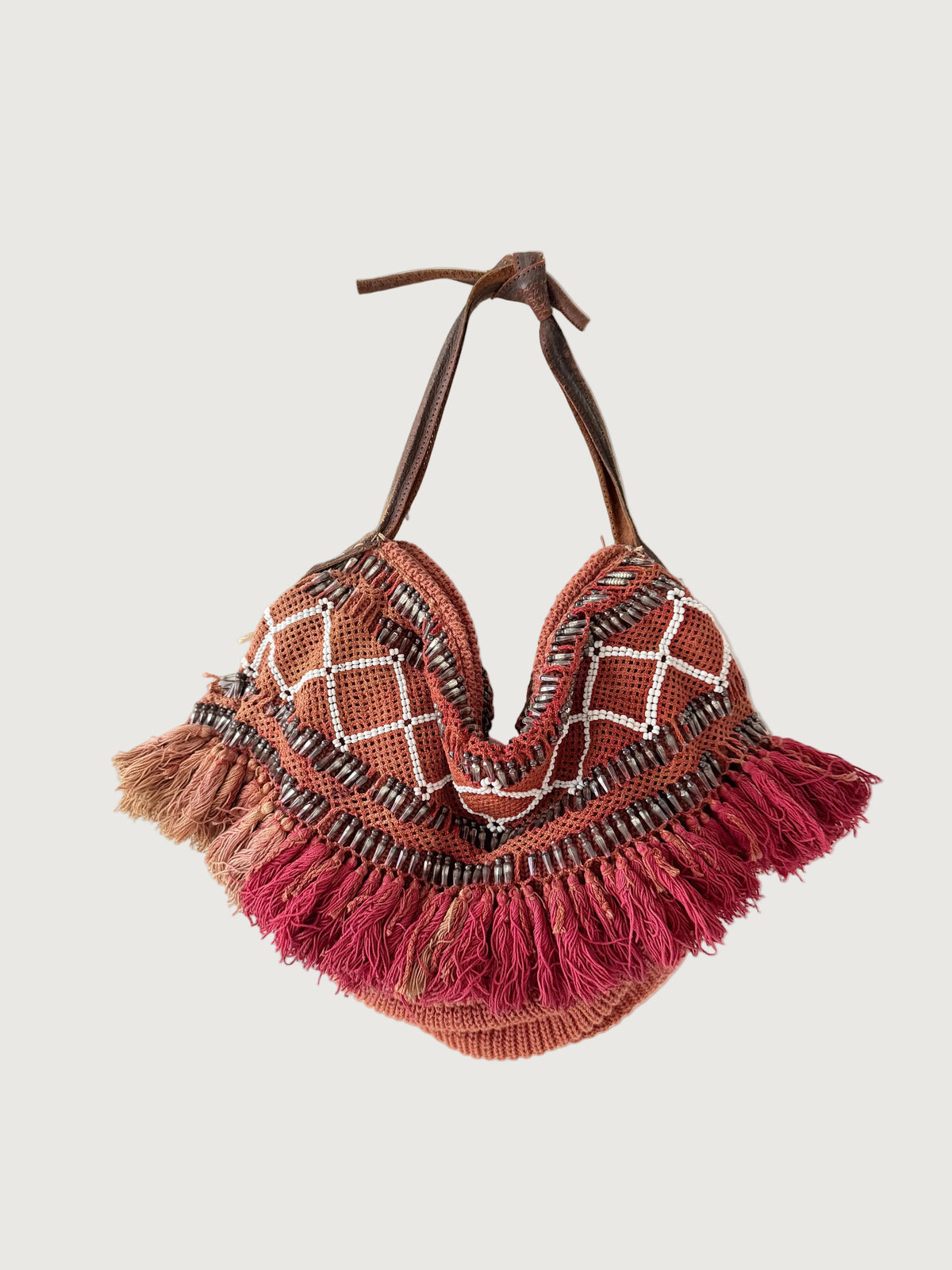 Vintage by Jeannette Wool Beaded Ombré Fringe Bag