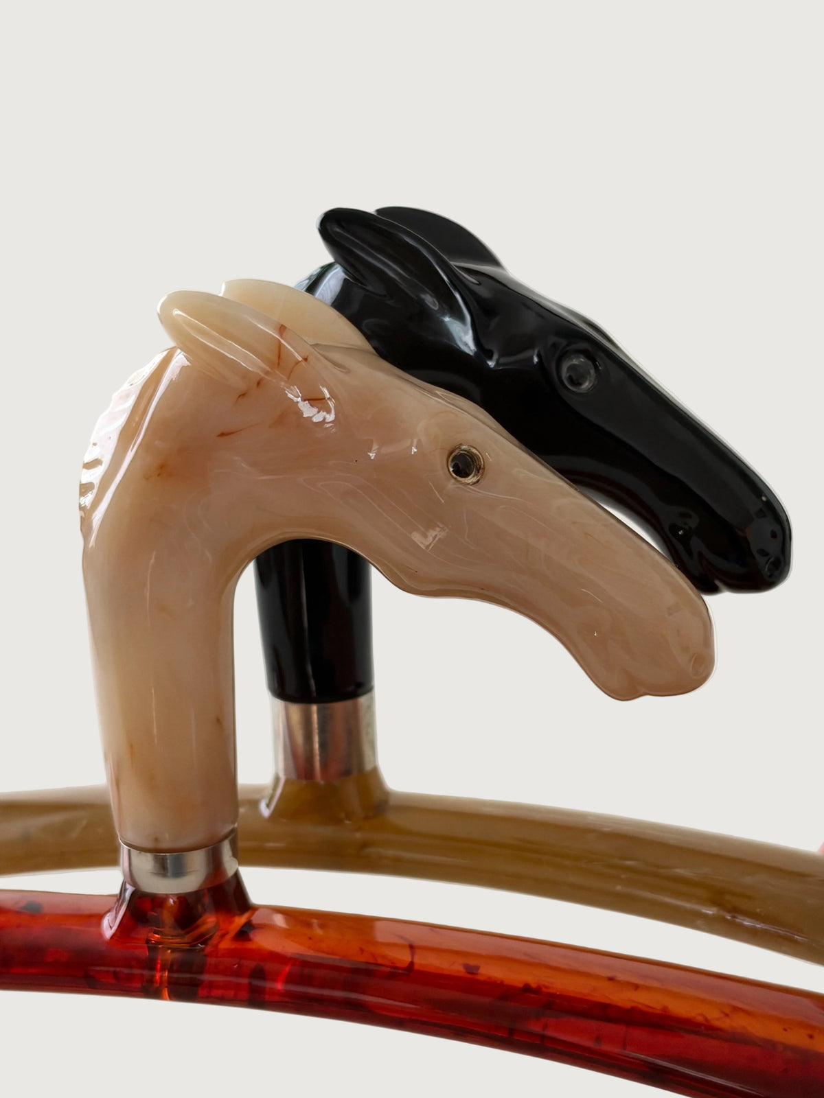 Detail shot of Italian Black and Cream Horse Head  Hangers