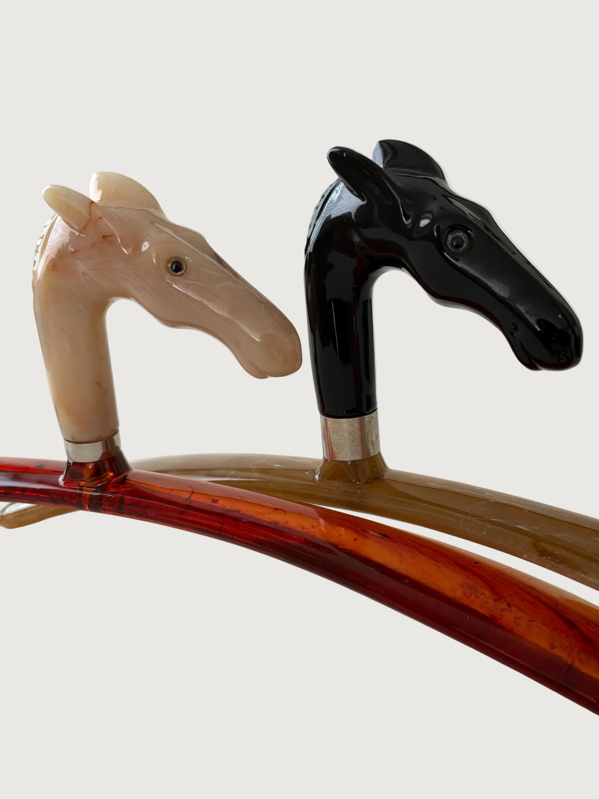 Italian Black and Cream Horse Head  Hangers with more distance between heads