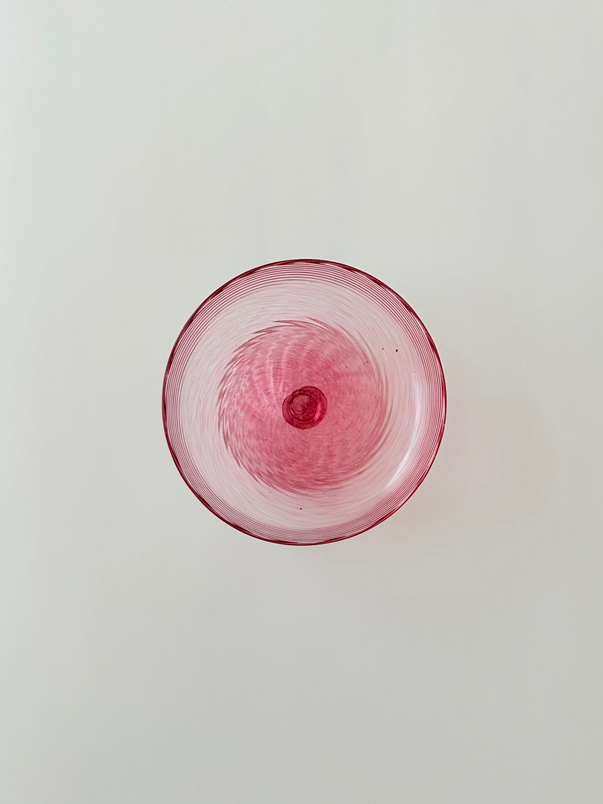 Vintage Pink Italian Threaded Glass Bowl