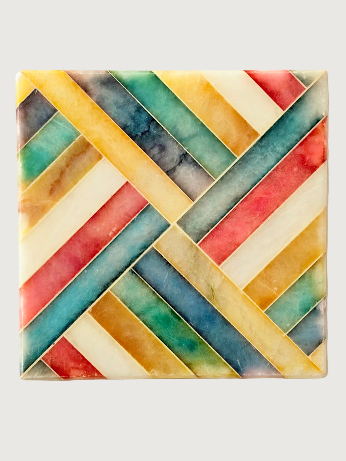 Back view of Vintage Colorful Italian Alabaster Catchall