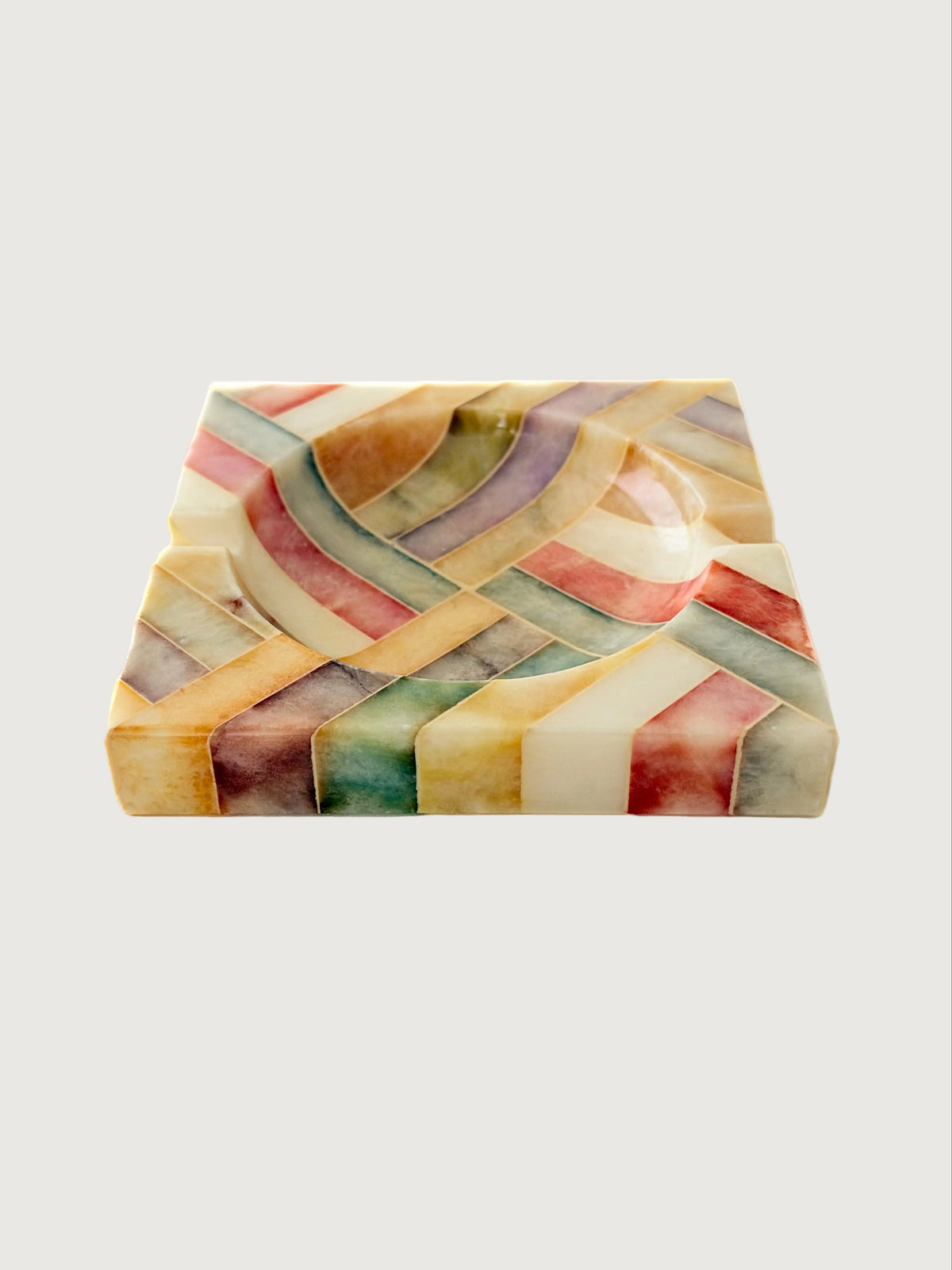 Side view of Vintage Colorful Italian Alabaster Catchall